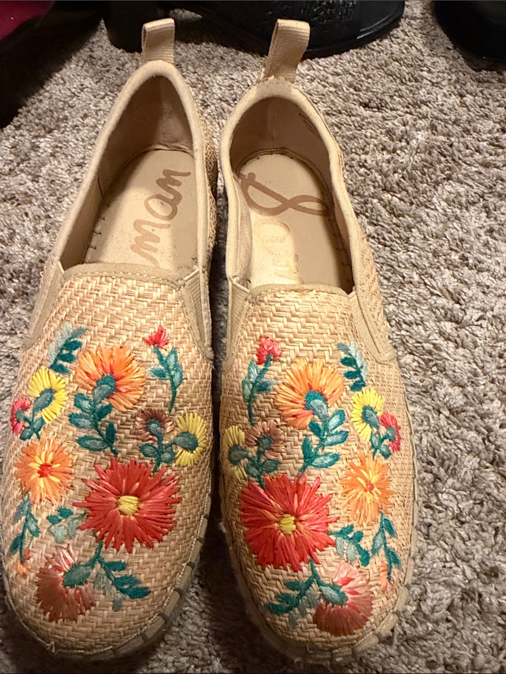 Sam Edelman Beige Espadrilles with Multicolor Floral Embroidery planform 7.5